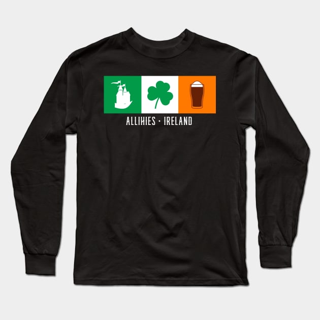 Allihies Ireland, Gaelic - Irish Flag Long Sleeve T-Shirt by Eire